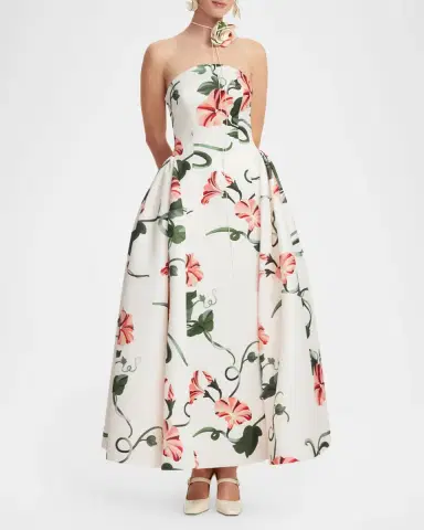 LEO LIN Violet Strapless Bustier Maxi Dress with Neck Tie | Thumbnail 4 LEO LIN Violet Strapless Bustier Maxi Dress with Neck Tie | Thumbnail 4