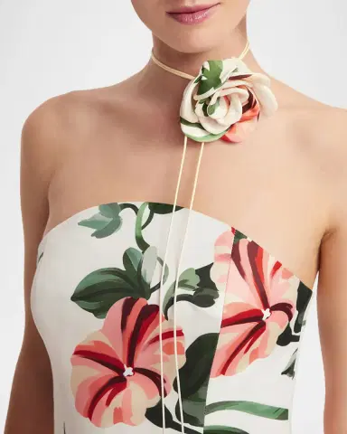 LEO LIN Violet Strapless Bustier Maxi Dress with Neck Tie | Thumbnail 7 LEO LIN Violet Strapless Bustier Maxi Dress with Neck Tie | Thumbnail 7