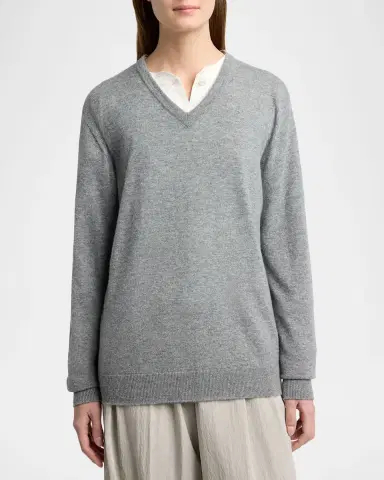 The Row Nian Cashmere V-Neck Sweater | Thumbnail 4 The Row Nian Cashmere V-Neck Sweater | Thumbnail 4