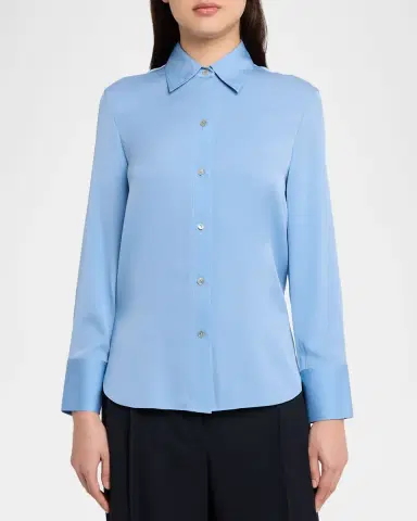 Vince Classic Button-Front Blouse | Thumbnail 4