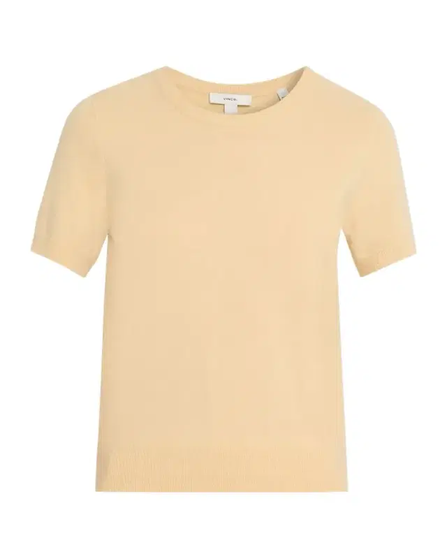 Cashmere-Blend Short-Sleeve Crewneck Sweater