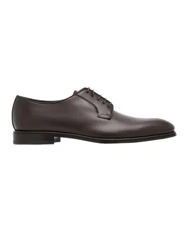 Ferragamo Men's Leather Almond-Toe Derby Shoes | Thumbnail 1