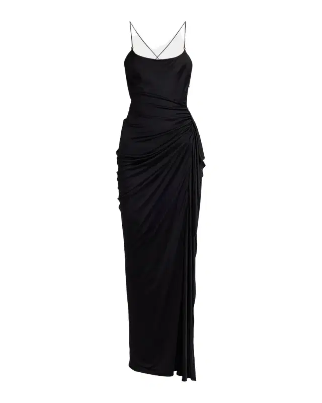 Versace Draped Open-Back Gown
