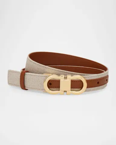 Ferragamo Canvas and Leather Gancini Belt | Thumbnail 3 Ferragamo Canvas and Leather Gancini Belt | Thumbnail 3