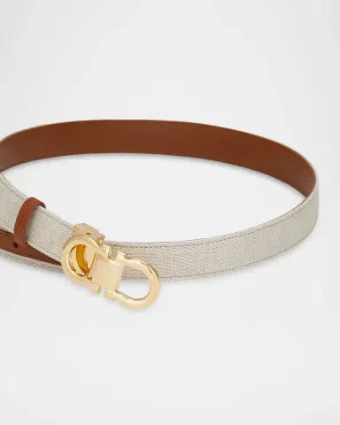 Ferragamo Canvas and Leather Gancini Belt | Thumbnail 4 Ferragamo Canvas and Leather Gancini Belt | Thumbnail 4
