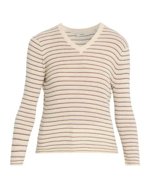 Stripe Cashmere-Blend V-Neck Sweater