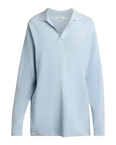 The Row Niosa Long-Sleeved Cotton & Linen Polo Top | Thumbnail 1