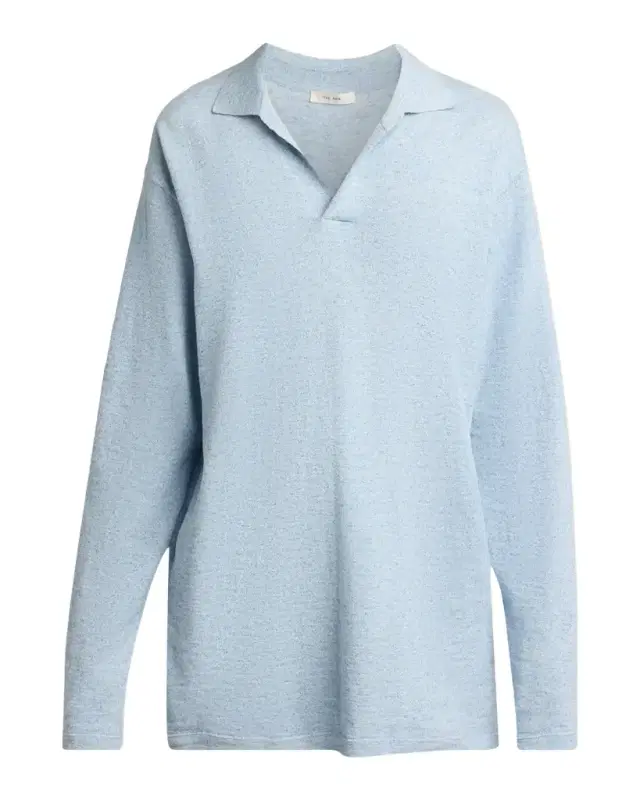 THE ROW Niosa Long-Sleeved Cotton & Linen Polo Top