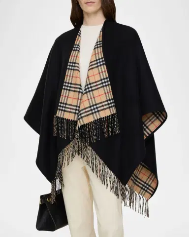 Burberry Reversible Check Wool Cape | Thumbnail 2 Burberry Reversible Check Wool Cape | Thumbnail 2