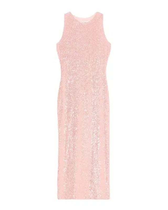 Sequined Halter Midi Tube Dress