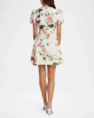 LEO LIN Elyse Belted Floral Linen-Blend Mini Dress | Thumbnail 3 LEO LIN Elyse Belted Floral Linen-Blend Mini Dress | Thumbnail 3