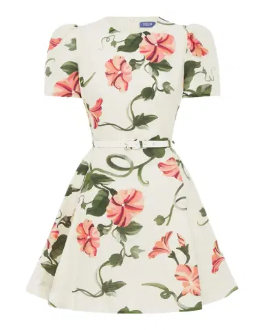 LEO LIN Elyse Belted Floral Linen-Blend Mini Dress | Thumbnail 1 LEO LIN Elyse Belted Floral Linen-Blend Mini Dress | Thumbnail 1