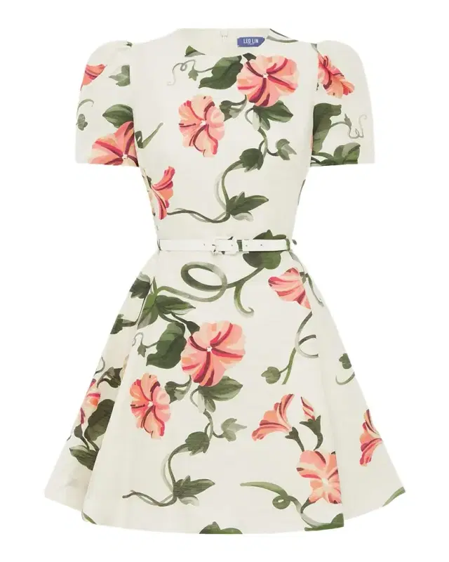 Elyse Belted Floral Linen-Blend Mini Dress