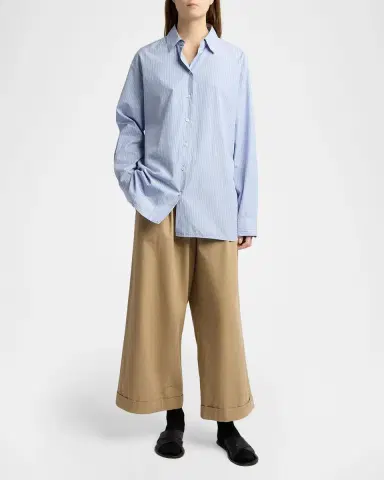 The Row Sisilia Striped Cotton Poplin Button-Front Shirt | Thumbnail 2 The Row Sisilia Striped Cotton Poplin Button-Front Shirt | Thumbnail 2