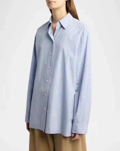 The Row Sisilia Striped Cotton Poplin Button-Front Shirt | Thumbnail 4 The Row Sisilia Striped Cotton Poplin Button-Front Shirt | Thumbnail 4