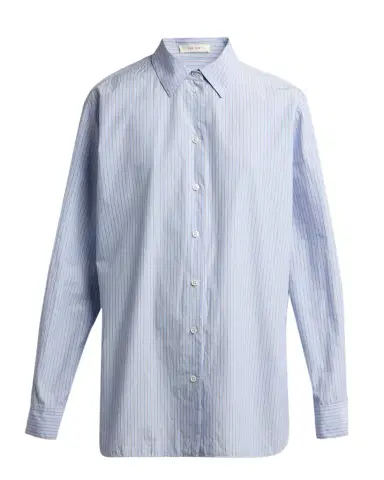 The Row Sisilia Striped Cotton Poplin Button-Front Shirt | Thumbnail 1 The Row Sisilia Striped Cotton Poplin Button-Front Shirt | Thumbnail 1