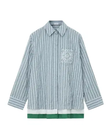 Loewe Striped Crinkled Cotton Button-Down Shirt | Thumbnail 1 Loewe Striped Crinkled Cotton Button-Down Shirt | Thumbnail 1