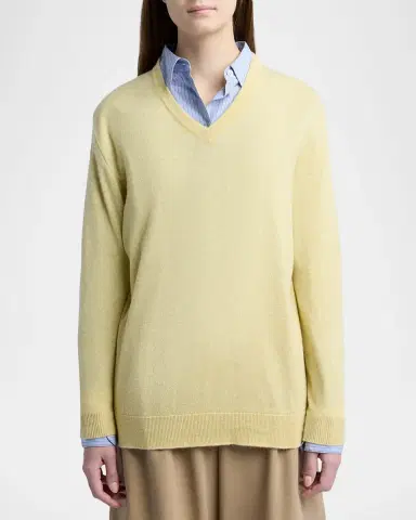 The Row Nian Cashmere V-Neck Sweater | Thumbnail 4 The Row Nian Cashmere V-Neck Sweater | Thumbnail 4