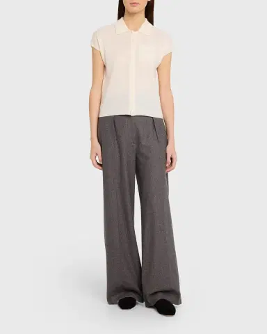 Vince Short-Sleeve Cashmere-Blend Polo Sweater | Thumbnail 2