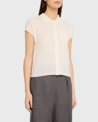 Vince Short-Sleeve Cashmere-Blend Polo Sweater | Thumbnail 4