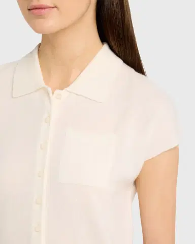 Vince Short-Sleeve Cashmere-Blend Polo Sweater | Thumbnail 5