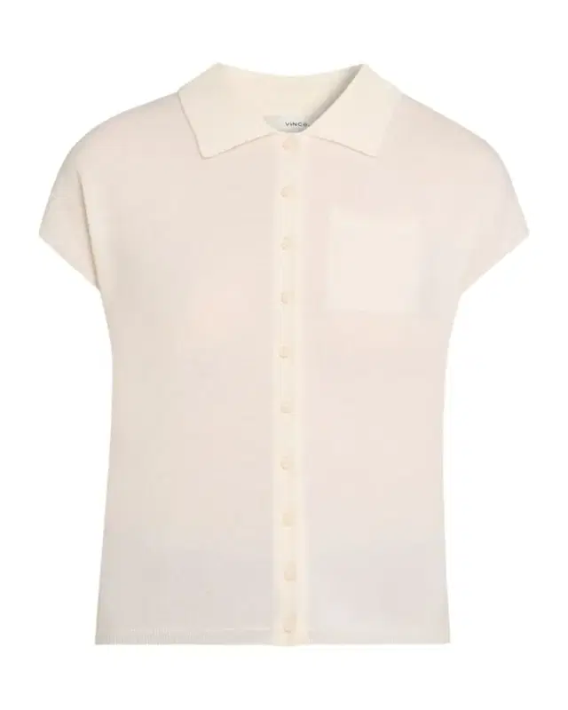 Vince Short-Sleeve Cashmere-Blend Polo Sweater