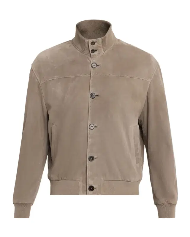 Men 's Rib Collar Suede Jacket
