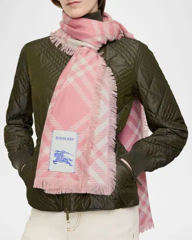 Burberry Wide Check Wool Silk Scarf | Thumbnail 2 Burberry Wide Check Wool Silk Scarf | Thumbnail 2