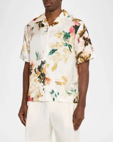 SIMKHAI Men's Casper Printed Silk Shirt | Thumbnail 4 SIMKHAI Men's Casper Printed Silk Shirt | Thumbnail 4