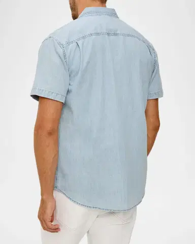 Rails Men 's Short-Sleeve Penn Shirt in Light Wash | Thumbnail 3