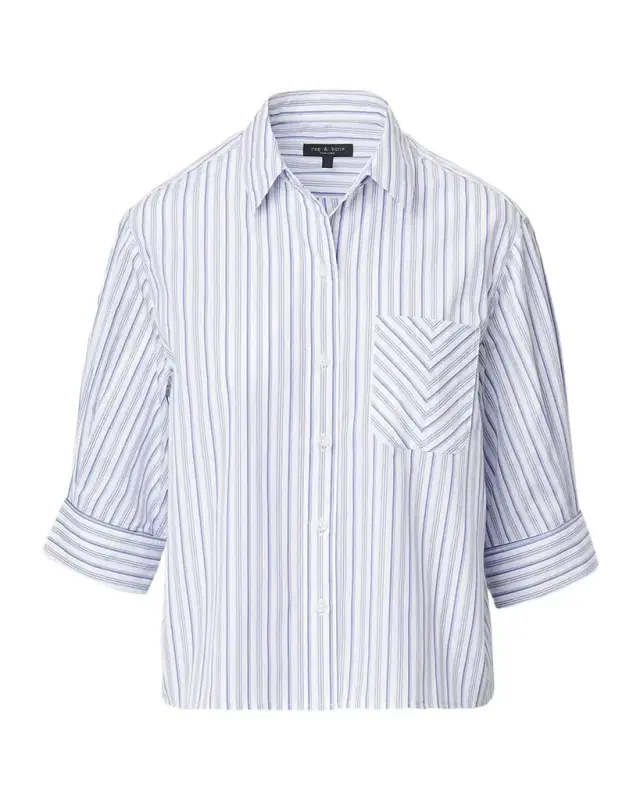 Rag & Bone Lucia Striped Cotton Poplin Shirt