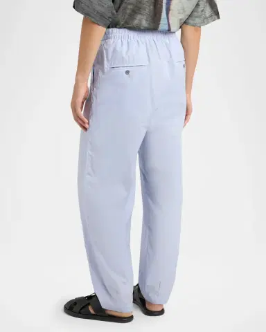 Giorgio Armani Men's Poplin Pleated Straight Leg Trousers | Thumbnail 3 Giorgio Armani Men's Poplin Pleated Straight Leg Trousers | Thumbnail 3