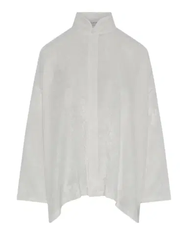 Eskandar Wide A-Line Double Stand Collar Shirt - Mid Plus Length | Thumbnail 1