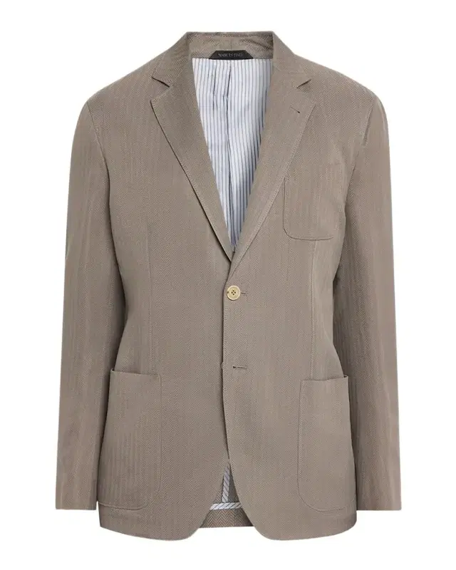 Men 's Chevron Cupro Patch-Pocket Blazer