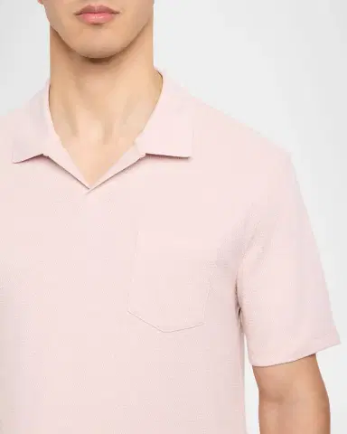 Vince Men 's Textured Johnny Collar Polo Shirt | Thumbnail 5