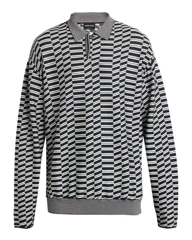 Giorgio Armani Men's Geometric Knit Polo Sweater