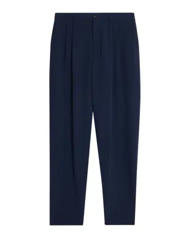 Giorgio Armani Men's Stretch Wool Seersucker Double-Pleat Trousers | Thumbnail 1 Giorgio Armani Men's Stretch Wool Seersucker Double-Pleat Trousers | Thumbnail 1