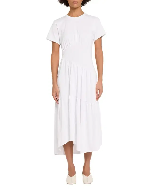 FRAME Short-Sleeve Gathered Maxi Dress