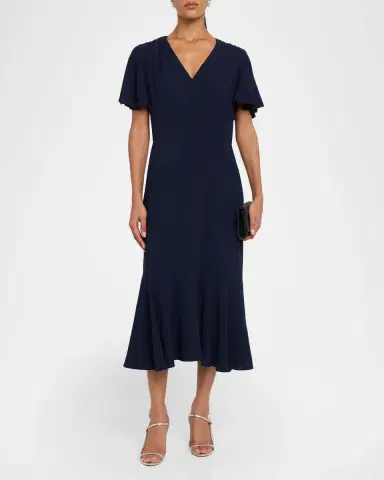 Shoshanna Lorrie Flounce Crepe Midi Dress | Thumbnail 2