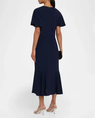 Shoshanna Lorrie Flounce Crepe Midi Dress | Thumbnail 3