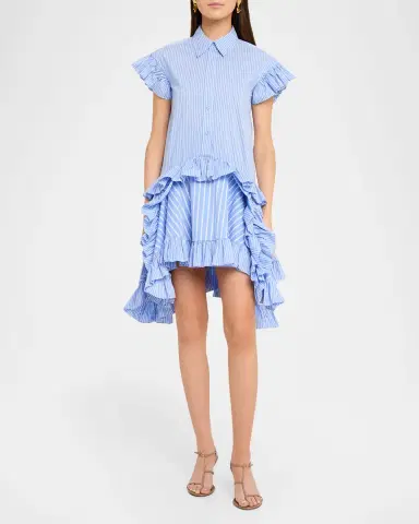 Aknvas Mila Pinstripe Ruffled Poplin Dress | Thumbnail 2 Aknvas Mila Pinstripe Ruffled Poplin Dress | Thumbnail 2