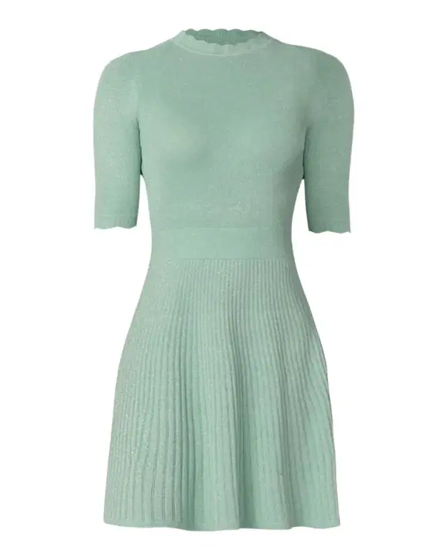 Shoshanna Warren Scalloped Shimmer Knit Mini Sweater Dress