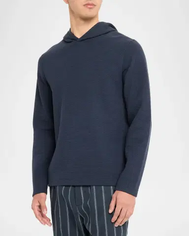 Vince Men's Double-Face Textured Hoodie | Thumbnail 4