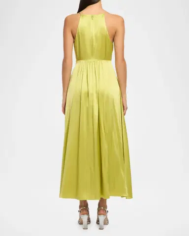 Cinq à Sept Galina Sleeveless Pleated Satin Midi Dress | Thumbnail 3