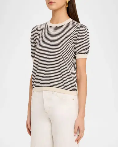 FRAME The Striped Gather Sweater | Thumbnail 4 FRAME The Striped Gather Sweater | Thumbnail 4
