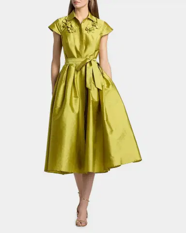 THEIA Vada Taffeta Shirtdress | Thumbnail 4 THEIA Vada Taffeta Shirtdress | Thumbnail 4