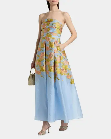 THEIA Leia Strapless Jacquard Dress | Thumbnail 2 THEIA Leia Strapless Jacquard Dress | Thumbnail 2