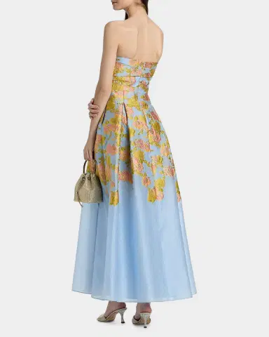THEIA Leia Strapless Jacquard Dress | Thumbnail 3 THEIA Leia Strapless Jacquard Dress | Thumbnail 3