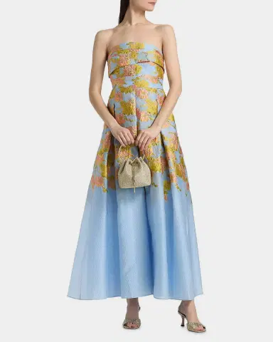 THEIA Leia Strapless Jacquard Dress | Thumbnail 4 THEIA Leia Strapless Jacquard Dress | Thumbnail 4