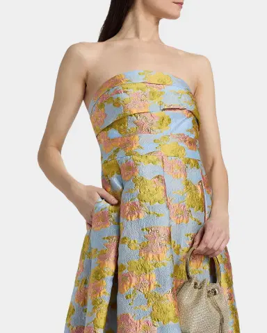 THEIA Leia Strapless Jacquard Dress | Thumbnail 5 THEIA Leia Strapless Jacquard Dress | Thumbnail 5